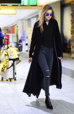 GIGI HADID Arrives at JFK Airport in New York 03/24/2016
