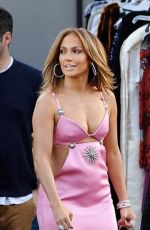 JENNIFER LOPEZ in Pink Mini-dress Arrives at 