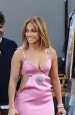 JENNIFER LOPEZ in Pink Mini-dress Arrives at 