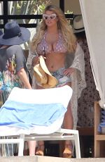 JESSICA SIMPSON in Bikini Top and Daisy Dukes at a Hotel in Cabo San Lucas 03/30/2016