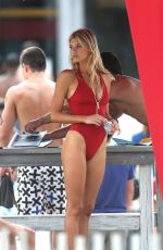 KELLY ROHRBACH in Red Swimsuit on Set of Baywatch 03/04/2016