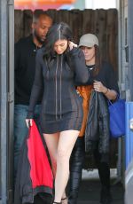 KYLIE JENNER in Black Mini Dress Leaves a Studio in Van Nuys 03/28/2016