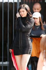 KYLIE JENNER in Black Mini Dress Leaves a Studio in Van Nuys 03/28/2016