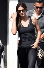 LILY ALDRIDGE in Tights Leaves a Salon in Los Angeles 03/04/2016