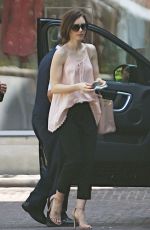 LILY COLLINS Arrives at Peninsula Hotel in Beverly Hills 03/18/2016