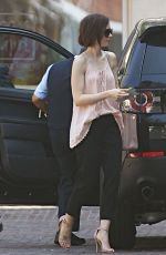 LILY COLLINS Arrives at Peninsula Hotel in Beverly Hills 03/18/2016