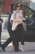 LILY COLLINS Arrives at Peninsula Hotel in Beverly Hills 03/18/2016