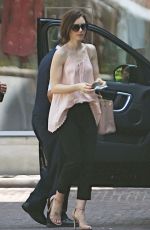 LILY COLLINS Arrives at Peninsula Hotel in Beverly Hills 03/18/2016