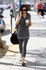 LILY COLLINS Leaves a Gym in Los Angeles 02/27/2015