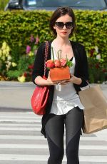 LILY COLLINS Leaves Bristol Farms Market in Los Angeles 03/10/2016