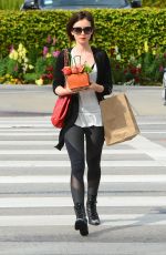 LILY COLLINS Leaves Bristol Farms Market in Los Angeles 03/10/2016