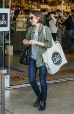 LILY COLLINS Shopping at Erewhon Health Food Store in Los Angeles 03/15/2016