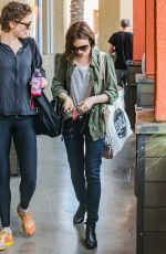 LILY COLLINS Shopping at Erewhon Health Food Store in Los Angeles 03/15/2016