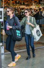 LILY COLLINS Shopping at Erewhon Health Food Store in Los Angeles 03/15/2016