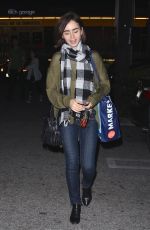 LILY COLLINS Shopping at Whole Foods in Los Angeles 03/17/2016