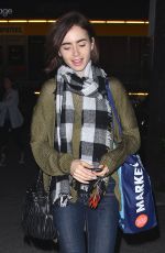 LILY COLLINS Shopping at Whole Foods in Los Angeles 03/17/2016