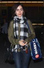 LILY COLLINS Shopping at Whole Foods in Los Angeles 03/17/2016