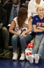 MILEY and BRANDI CYRUS at Madison Square Garden in New York 03/27/2016