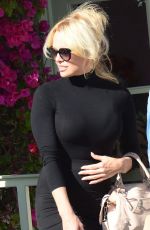 PAMELA ANDERSON Leaves Ivy at the Shore Restaurant in Santa Monica 03/23/2016