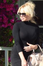 PAMELA ANDERSON Leaves Ivy at the Shore Restaurant in Santa Monica 03/23/2016