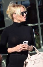 PAMELA ANDERSON Leaves Ivy at the Shore Restaurant in Santa Monica 03/23/2016