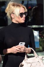 PAMELA ANDERSON Leaves Ivy at the Shore Restaurant in Santa Monica 03/23/2016