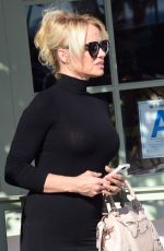 PAMELA ANDERSON Leaves Ivy at the Shore Restaurant in Santa Monica 03/23/2016