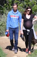 Pregnant ANNE HATHATWAY Out Hiking in Los Angeles  03/12/2016