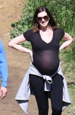 Pregnant ANNE HATHATWAY Out Hiking in Los Angeles  03/12/2016