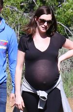 Pregnant ANNE HATHATWAY Out Hiking in Los Angeles  03/12/2016