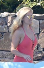 REESE WITHERSPOON in Red Swimsuit in Cabo San Lucas 03/01/2016