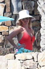REESE WITHERSPOON in Red Swimsuit in Cabo San Lucas 03/01/2016