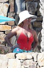 REESE WITHERSPOON in Red Swimsuit in Cabo San Lucas 03/01/2016