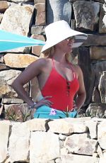 REESE WITHERSPOON in Red Swimsuit in Cabo San Lucas 03/01/2016