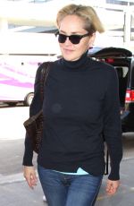 SHARON STONE at LAX Airport in Los Angeles 03/18/2016