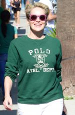 SHARON STONE Out anda About in Beverly Hills 03/18/2016