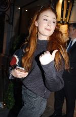 SOPHIE TURNER Leaves Her Hotel in Paris 03/08/2016
