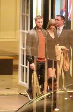 TAYLOR SWIFT and Calvin Harris at The Beverly Wilshire Hotel in Beverly Hills 03/01/2016