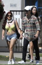 ARIEL WINTER in Bikini Top and Daisy Duke Leaving a Hotel at Coachella 04/23/2016