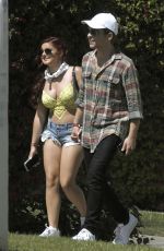 ARIEL WINTER in Bikini Top and Daisy Duke Leaving a Hotel at Coachella 04/23/2016