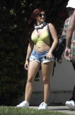 ARIEL WINTER in Bikini Top and Daisy Duke Leaving a Hotel at Coachella 04/23/2016