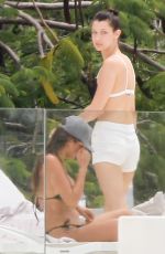 BELLA HADID in Bikini Top at a Pool in St. Barts 04/01/2016