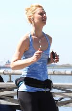 CLAIRE DANES Out Jogging in New York 04/18/2016