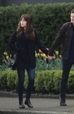 DAKOTA JOHNSON on the Set of ‘Fifty Shades Darker’ in Vancouver 04/04/2016