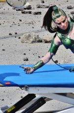 ELIZABETH BANKS at Power Rangers Set in Vancouver 04/26/2016