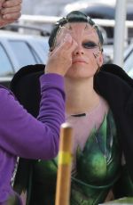 ELIZABETH BANKS at Power Rangers Set in Vancouver 04/26/2016
