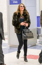 ELIZABETH HURLEY Arrives at JFK Airport in New York 04/11/2016