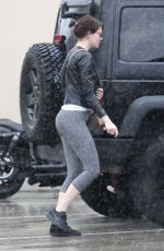 EMMA STONE Outside at a Gym in West Hollywood 04/09/2016