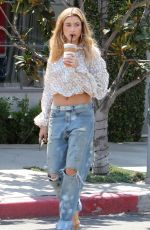 HAILEY BALDWIN in Ripped Jeans Out in Los Angeles 04/13/2016