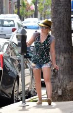 HILARY DUFF in Denim Shorts Out in West Hollywood 04/19/2016